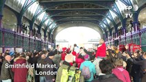 Meat auction kicks off Christmas at famous London meat market