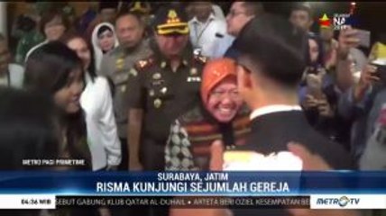Risma Bersama Forkopimda Kunjungi Sejumlah Gereja di Surabaya