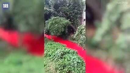 Este río ‘de sangre’ desconcierta a los habitantes de una ciudad en China