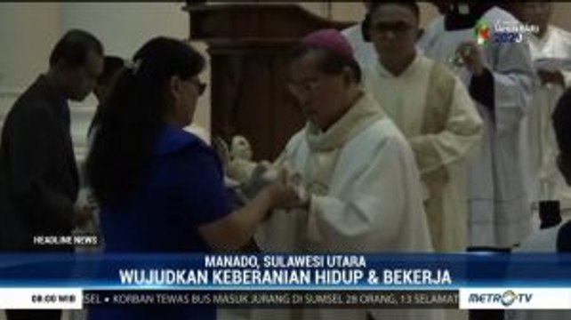 Ribuan Umat Katolik di Manado Ikuti Misa Malam Natal
