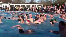 UK swimmers brave icy cold waters in Christmas Day plunge