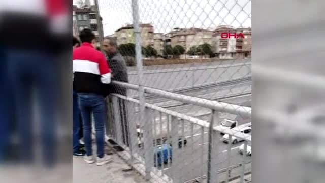 Tem otoyolu'nda üst geçitte intihar girişimi