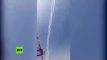 Momento del lanzamiento de los misiles israelíes que han derribado un caza sirio