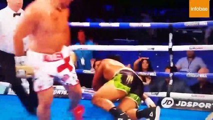 Así fue nocaut más salvaje del fin de semana que dejó a su contrincante colgado de las cuerdas