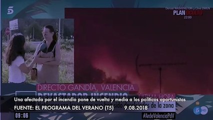 Una afectada por los incendios pone de vuelta y media a la alcaldesa de Gandía y a Ximo Puig
