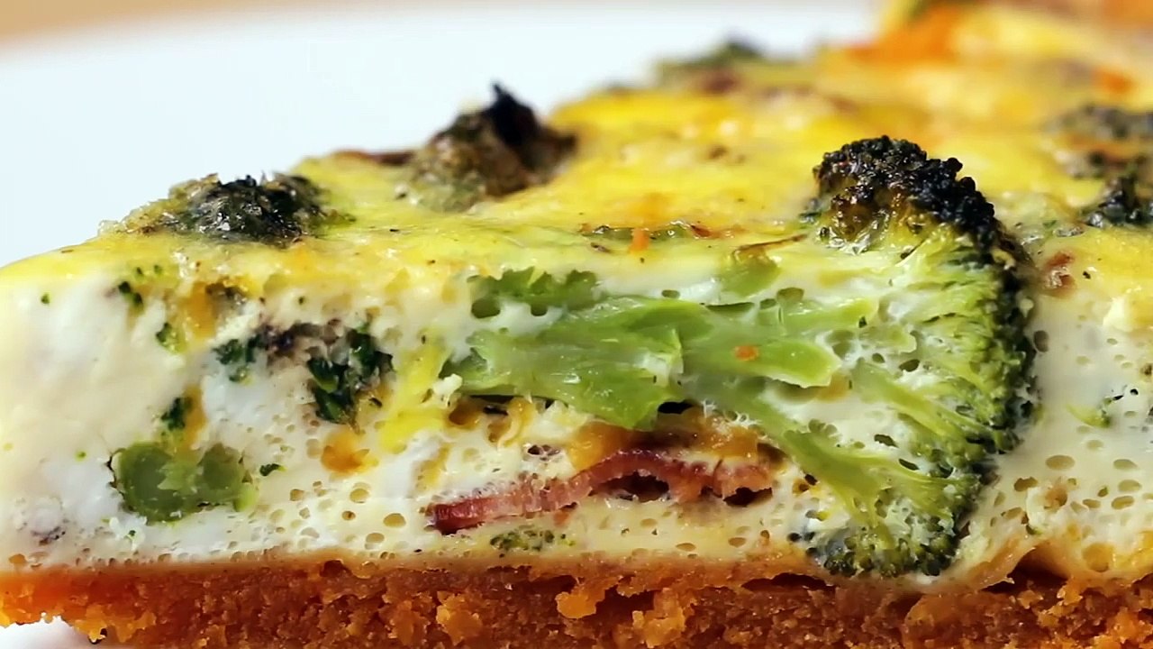 Cheddar-Crusted Bacon Broccoli Quiche