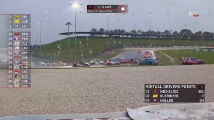 WTCR 2019 Rd10 Malaysia Race2 Start Chaos