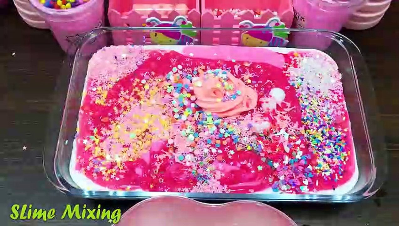 Series PINK Slime ! Mixing Random Things into GLOSSY Slime! Satisfying Slime Videos #144