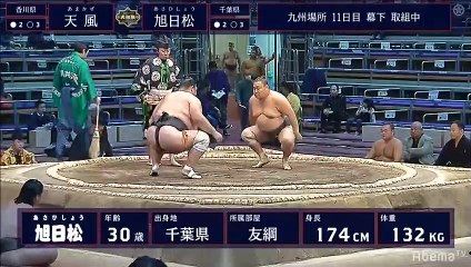 Amakaze vs Asahisho - Kyushu 2019, Makushita - Day 11
