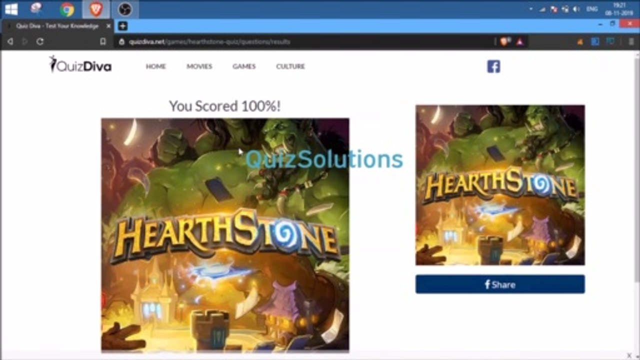 Quiz Diva Hearthstone Quiz Answers 25 Questions Score 100% Video QuizSolutions