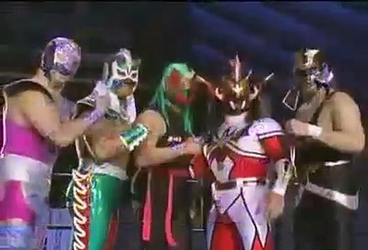 El Samurai, Jushin 'Thunder' Liger, Super Delfin, Great Sasuke & Ultimo Dragon vs. Billy Ken Kid, Olimpico, Rasse, Shibaten & Super Shisa - Michinoku Pro 4th Fukumen World League - 02.09.2007