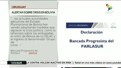 Bancada progresista del Parlasur alerta sobre la crisis en Bolivia