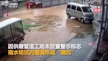 Dos niñas caen y casi se ahogan en un agujero lleno de agua por las fuertes lluvias