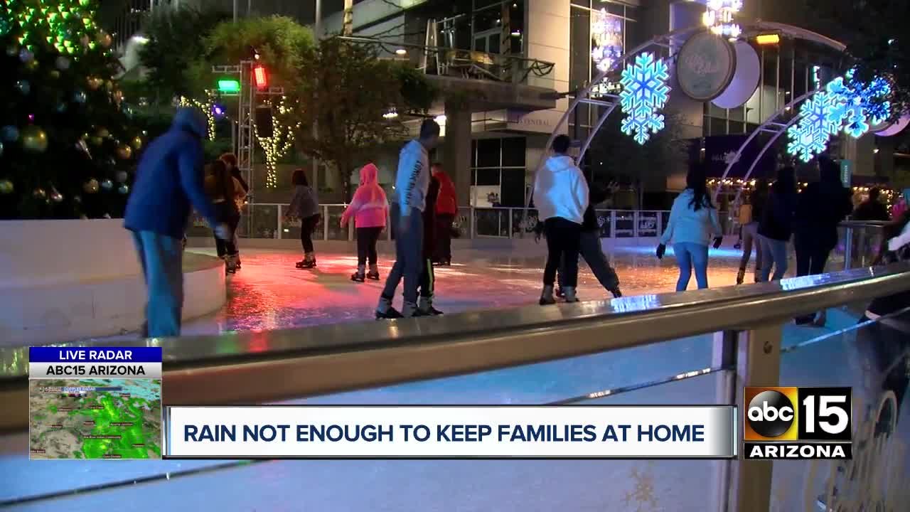 Rain not enough to keep families at home