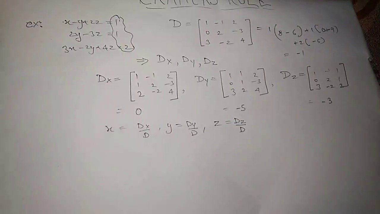 Cramer's rule full concept in hindiCramer's rulesolve matrices