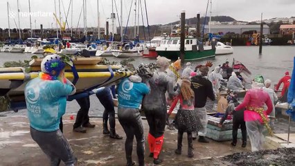 Bizarre Boxing Day raft race tradition gets underway in Yorkshire