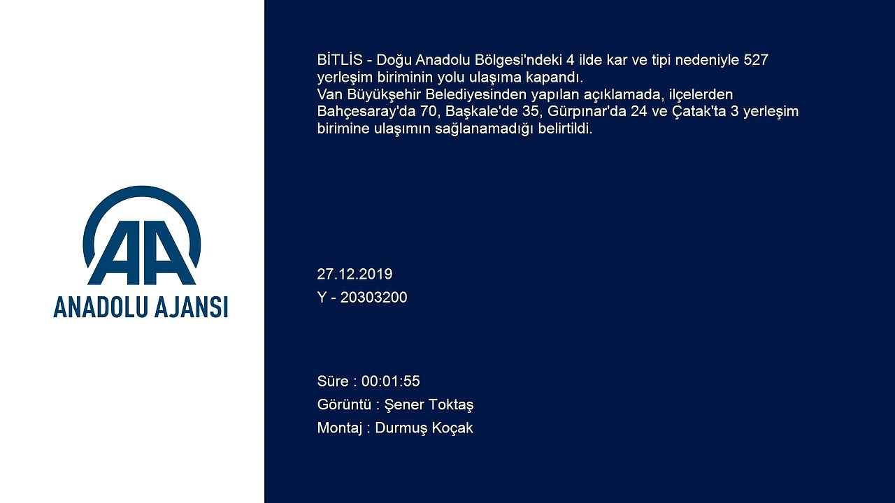 Doğu'daki 4 ilde 527 yerleşim birimine ulaşım sağlanamıyor - BİTLİS