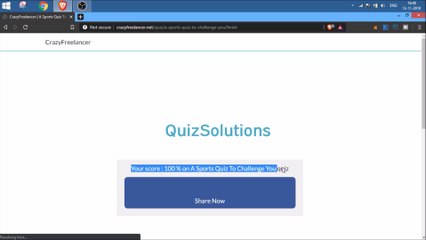 CrazyFreelancer A Sports Quiz to Challenge You Answers 10 Questions Score 100% Video QuizSolutions