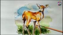 watercolor painting of a deer || step by step || by ARTLID