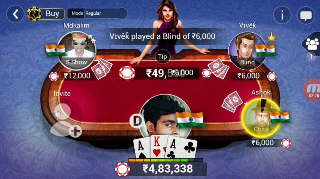 how to  play Android Teen Patti video game