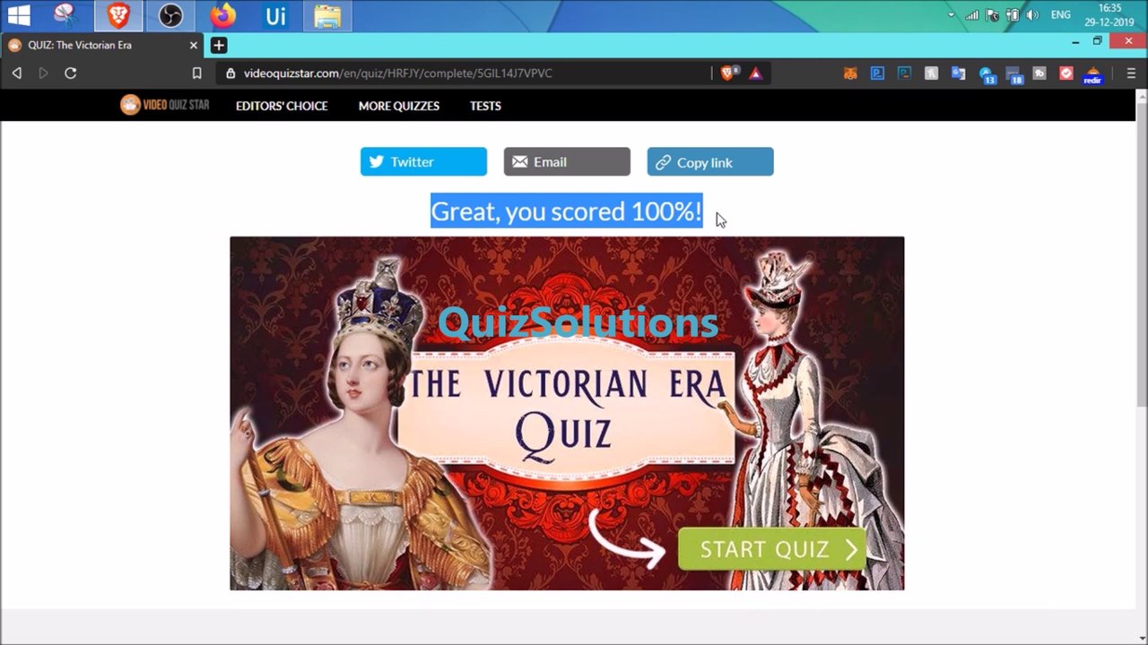 Videoquizstar Quiz Victorian Era Answers Score 100% video QuizSolutions