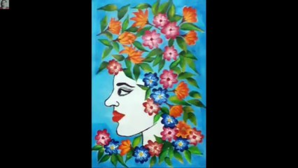 Lady with flowers by febric colours.
