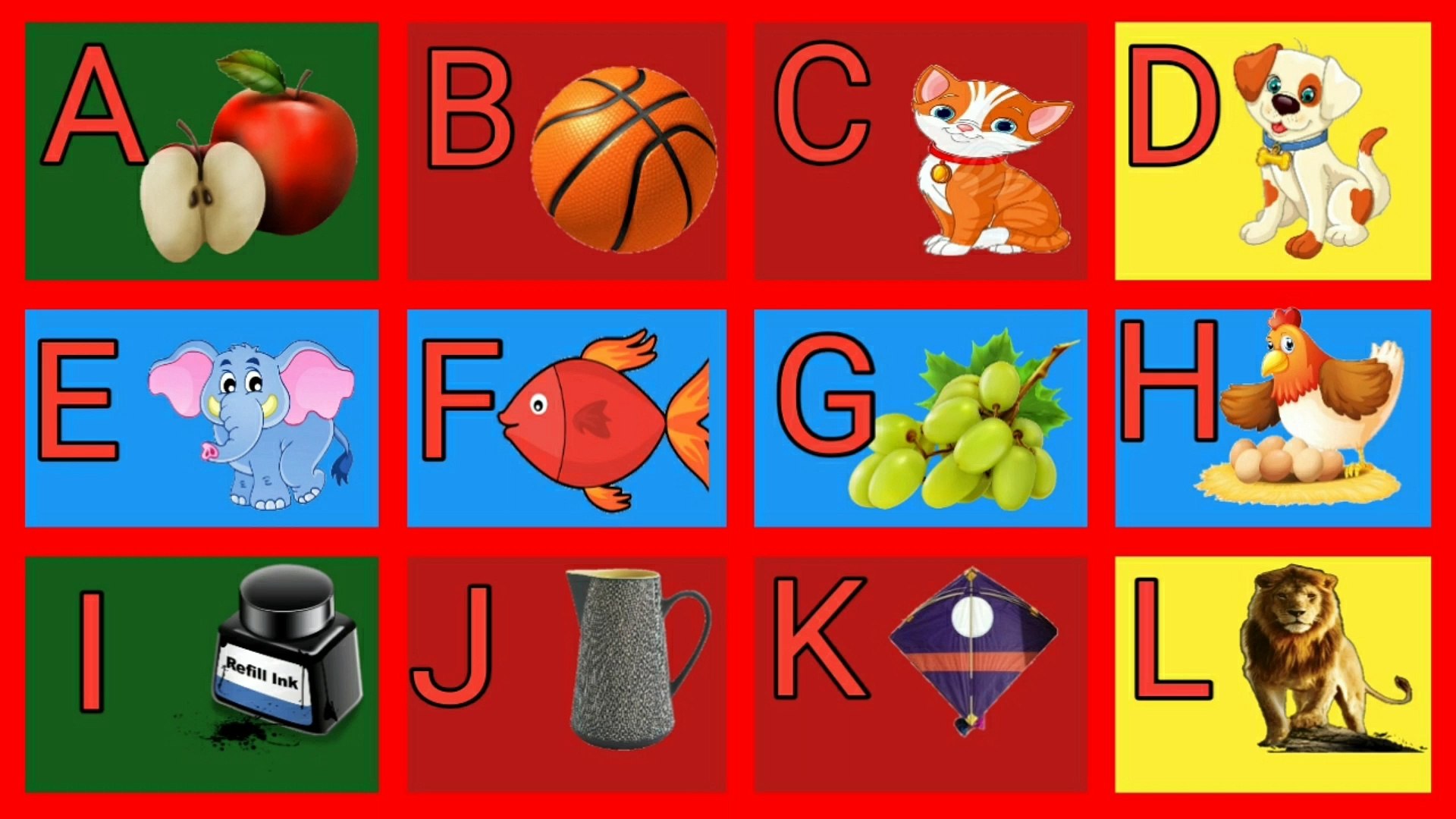 A For Apple B For Ball C For Cat D For Dog Apple Ball Cat Dog Elephant Fish Gorilla Hat A For Apple B For Badka Apple A For Apple B For