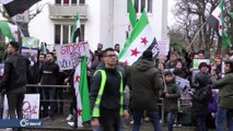 مظاهرات احتجاجية أمام القنصلية الروسية في هامبورغ بألمانيا تضامنا مع إدلب
