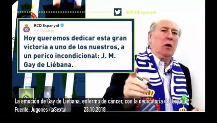 Gay de Liébana, enfermo de cáncer, se emociona con la dedicatoria de 'su' Español