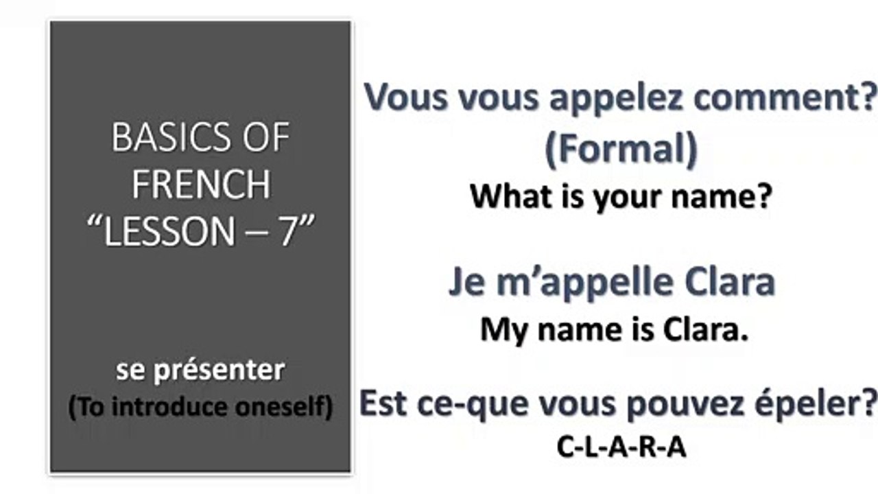 FRENCH Language lessons for beginners: Lesson 7 - To Introduce One Self  - Basics of French.