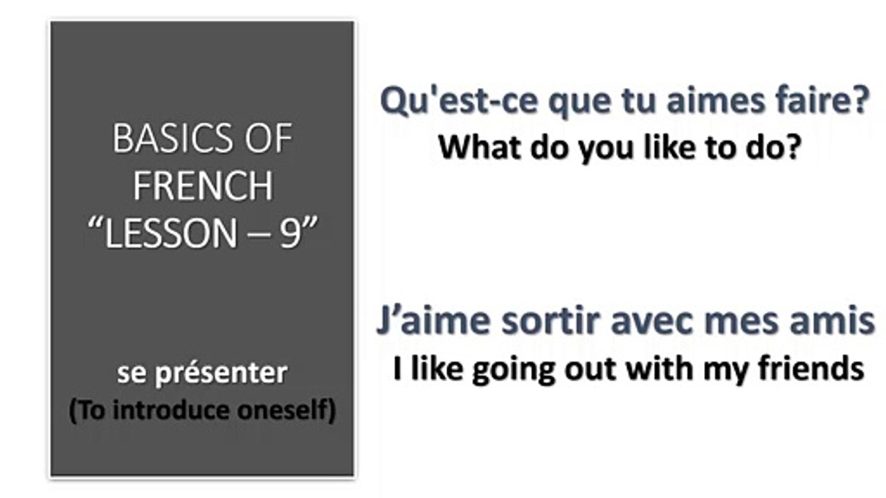 FRENCH Language lessons for beginners : Lesson 9 -  To Introduce one self: Contns.