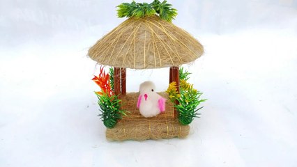 Birds house, hut Showpiece from cotton and jute || Home decoration craft ideas