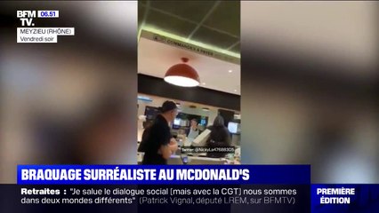 Une scène de braquage surréaliste dans un McDonald's près de Lyon filmée par un client