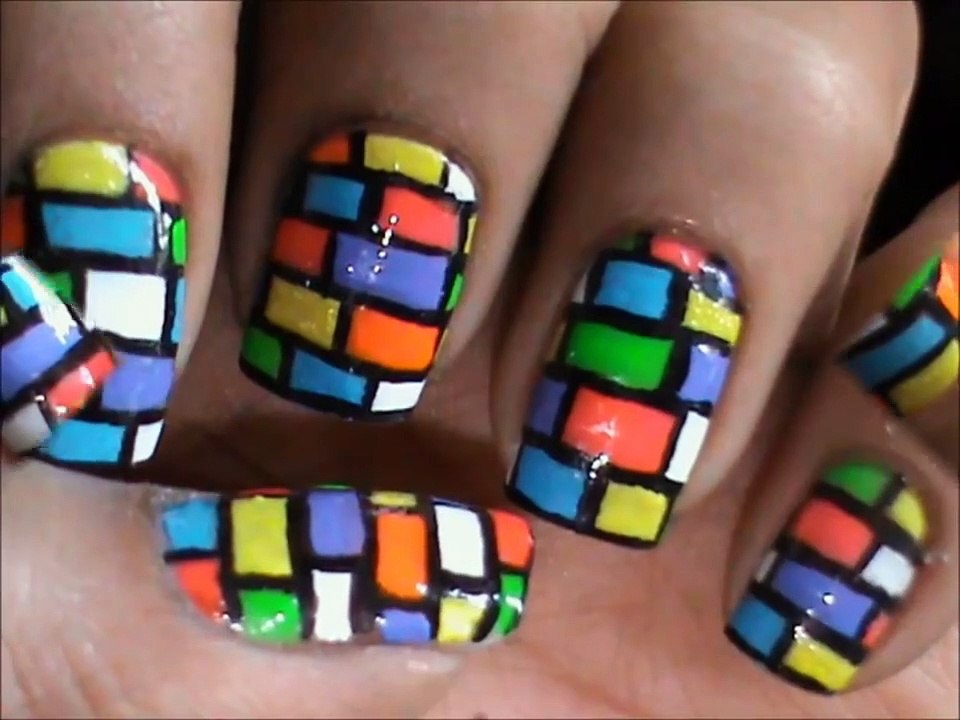 Bricks Nail Art _ A Cute Nail Art Designs Step by Step for Teenagers