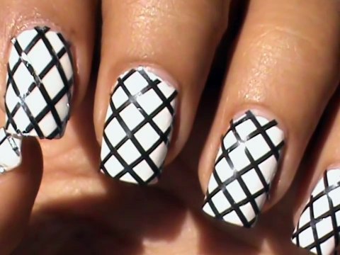 Fishnet Nail Art _ Designs With Striping Tape