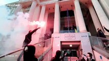 Protesters target Radisson Blu Hotel during protest in Nantes, France