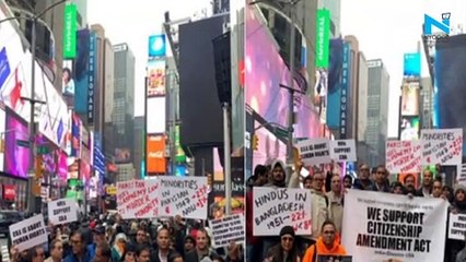 Members of Indian diaspora march at Times Sqaure