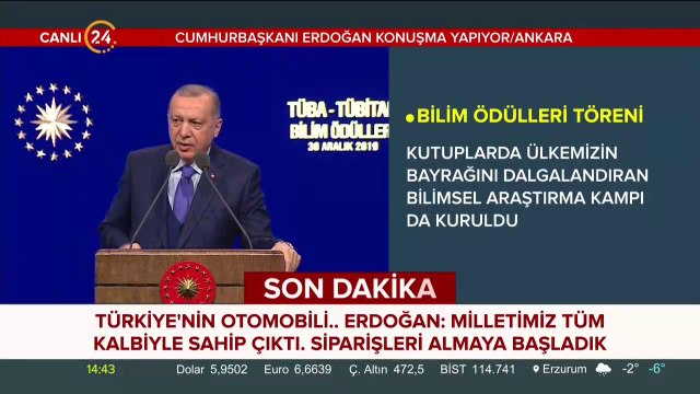 #CANLI Başkan Erdoğan TÜBA Bilim Ödülleri Töreninde