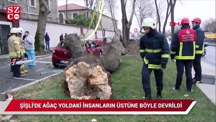 Download Video: Şiddetli rüzgar ağacı devirdi: Ölümden dönüler