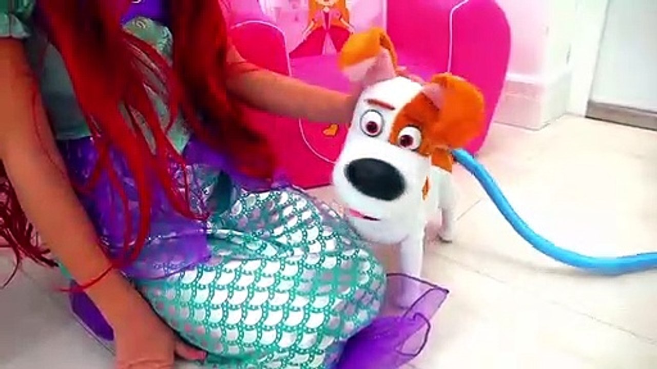 Alice Pretend to be a real little mermaid and Play with Princess Puppy