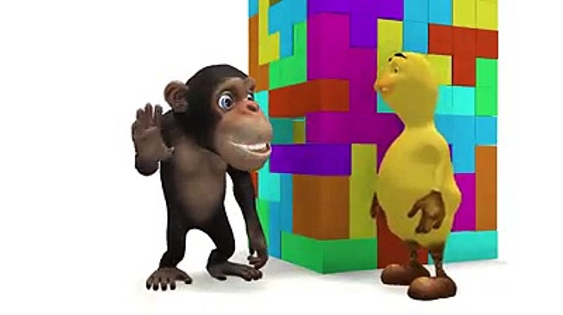 ⁣Funny monkey with Friend built a Tower from Huge Shapes