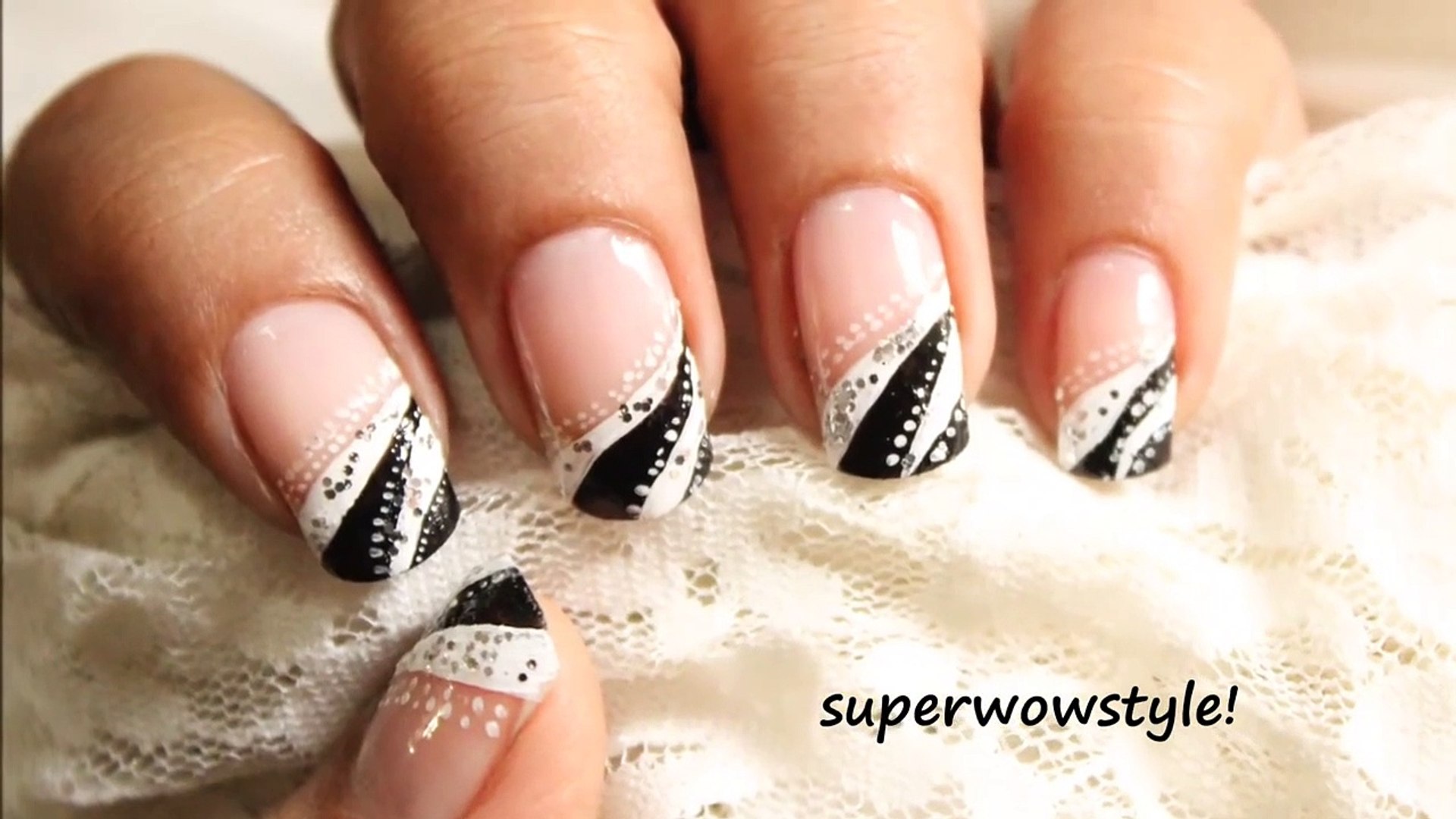 easy black and white nail art