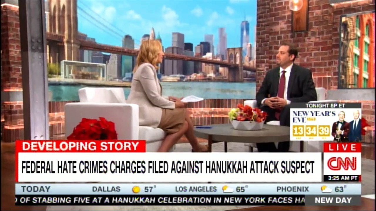Poppy Harlow speaks with Oren Segal, Director, Anti-Defamation League's Center on Extremism about Hate crimes charges filed against Hanukkah attack suspect. @PoppyHarlowCNN #Breaking #News #Breaking #HateCrimes