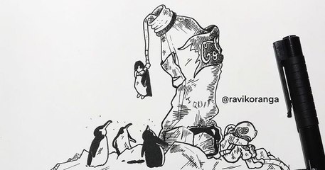 Un artiste indien illustre les conséquences de la pollution marine, le résultat est extraordinaire