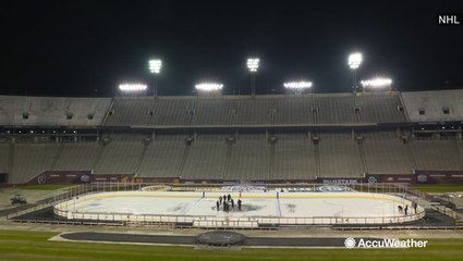 Transforming a football field into an ice rink