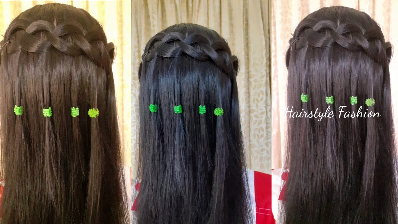 Loop waterfall braid hairstyle