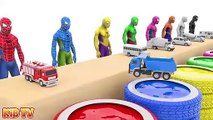 Colors for Children to Learn with Spidermen and Street Vehicles Car Toys -h 3D Kids Learn Colors