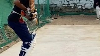 Cricket net practice _ how to defend a fast ball _straight bat♥️