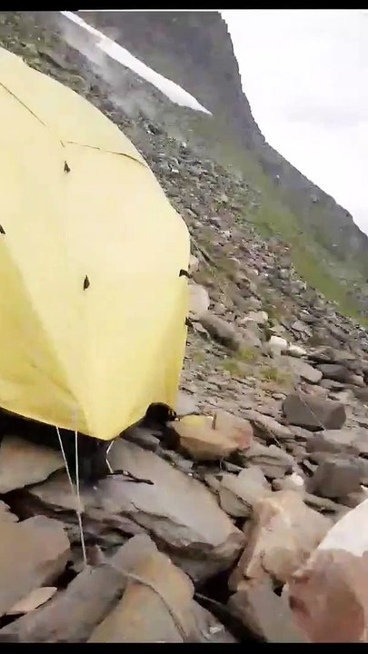Bouncing Boulder Barely Misses Climber