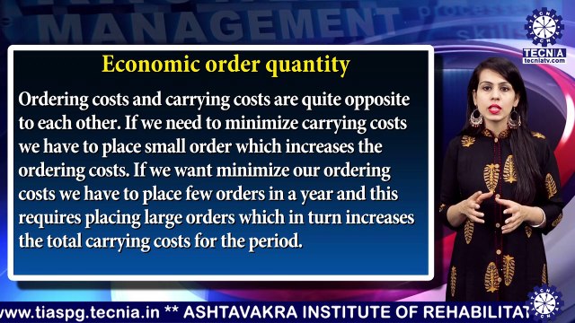 MBA || Ms. GEETIKA || Economic Order Quantity || TIAS || TECNIA TV